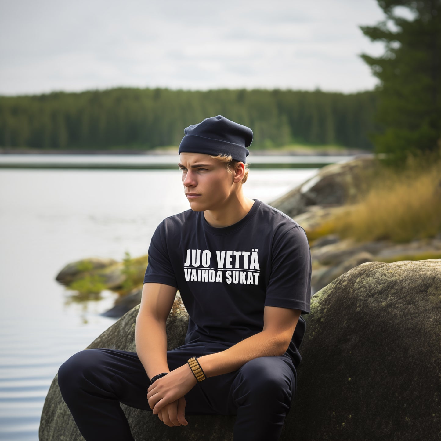 JUO VETTÄ | VAIHDA SUKAT - Unisex lyhythihainen T-paita, navy