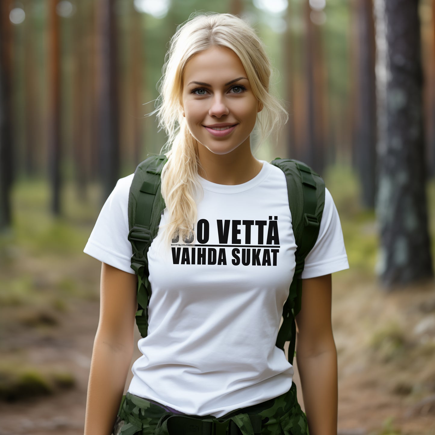 JUO VETTÄ | VAIHDA SUKAT - Unisex lyhythihainen T-paita, valkoinen