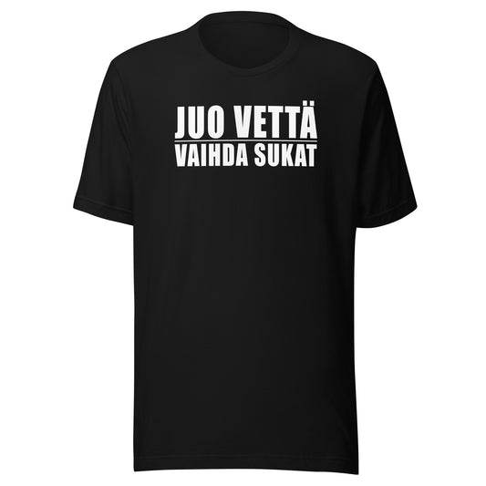 JUO VETTÄ | VAIHDA SUKAT - Unisex lyhythihainen T-paita, musta